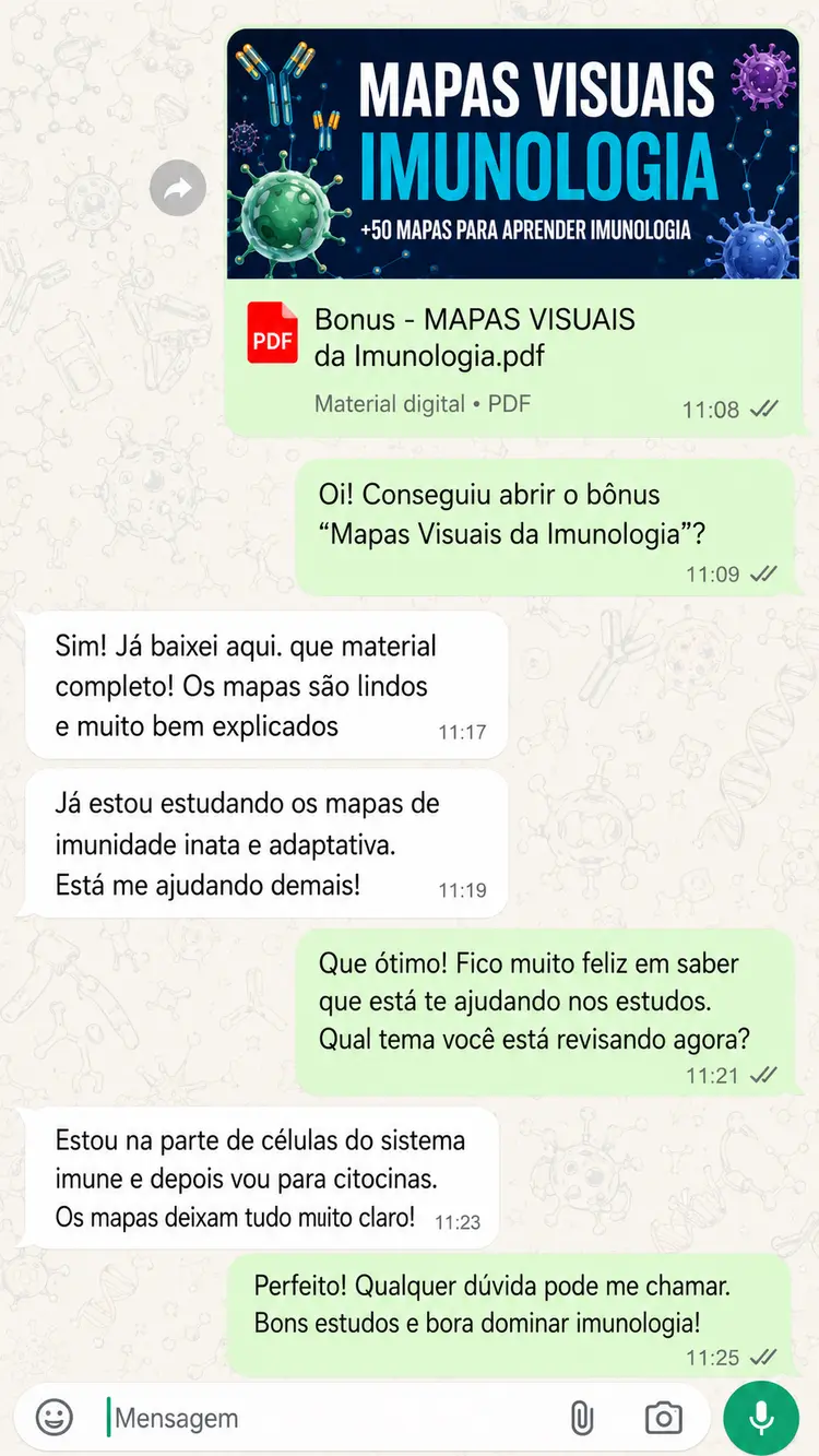 Depoimento de estudante sobre os mapas visuais de imunologia