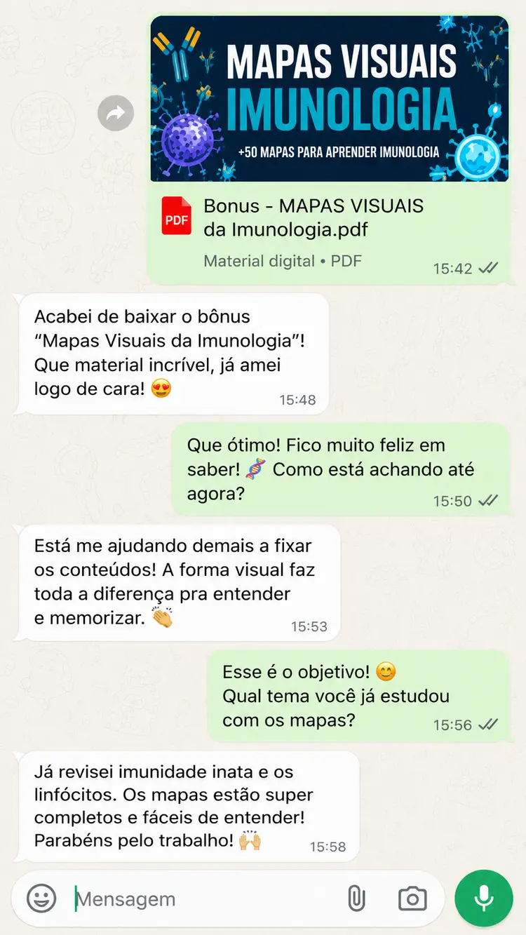 Depoimento de estudante sobre os mapas visuais de imunologia